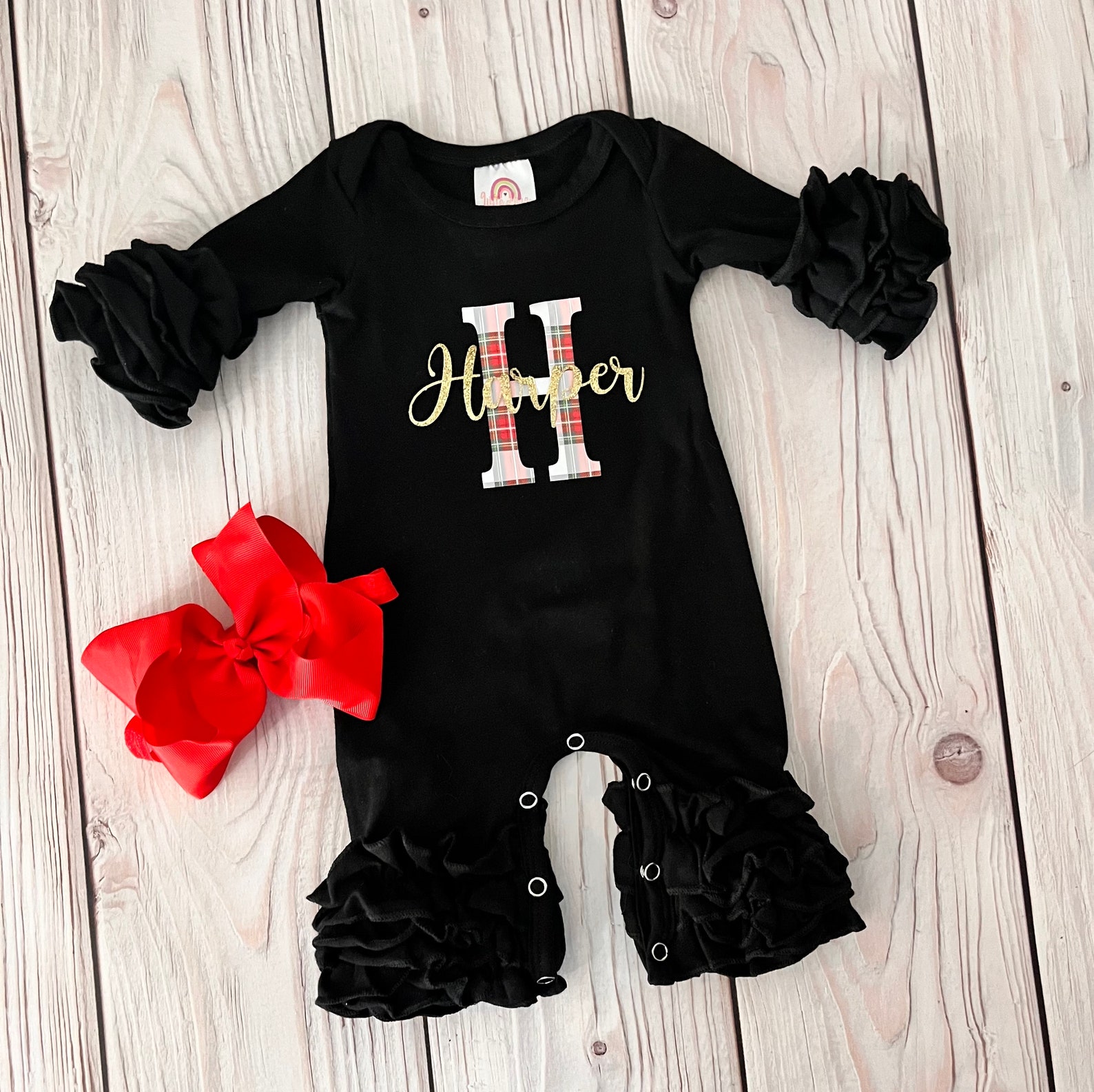Baby Girl Christmas Romper Personalized Christmas Romper Etsy