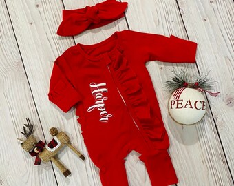 Oklady My 1/'st Christmas Baby Boy Romper Red Stripe Christmas Jumpsuit Christmas Clothes