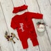 Baby girl Red romper, red footie romper, red outfit, red zipper romper, personalized outfit, Footie romper, Christmas outfit, 