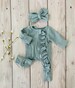 Organic dusty blue footies, convertible footies, organic cotton romper, Newborn Footie romper, dusty blue footies,baby romper, baby layette, 
