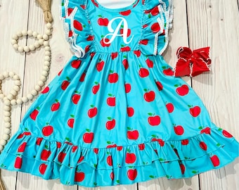 Girls back to school dress, first day of kindergarten, personalized school dress
