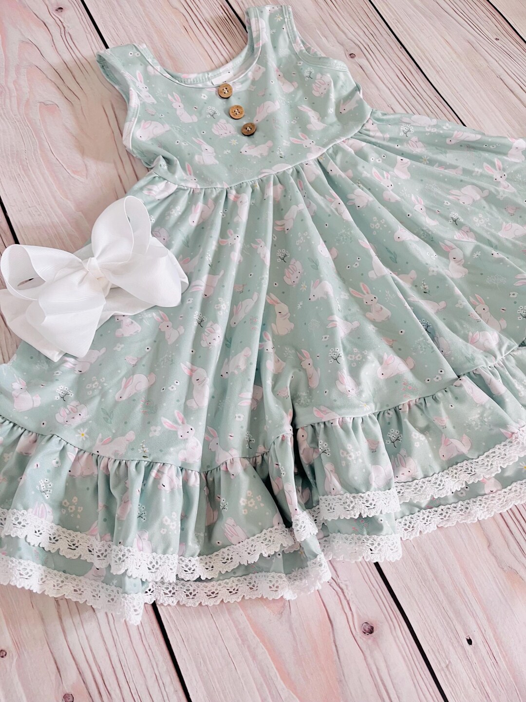 Toddler Girl Spring Bunnies Bell Dress main image 1