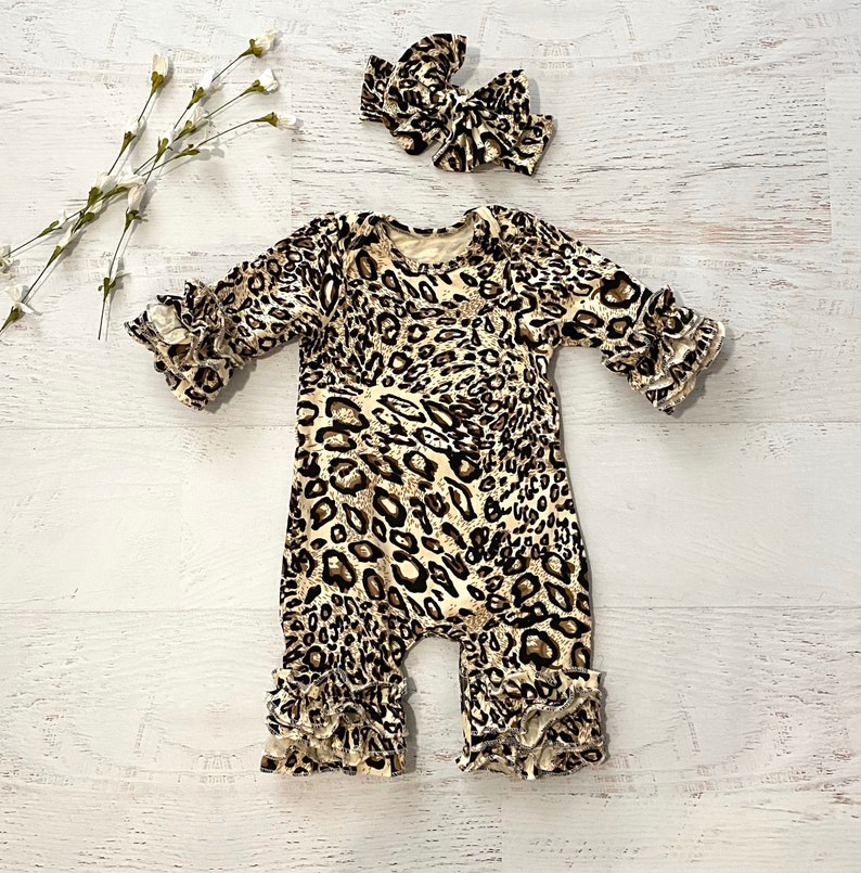 Baby Girl Leopard Romperbaby Leopard Romper Newborn Leopard Etsy