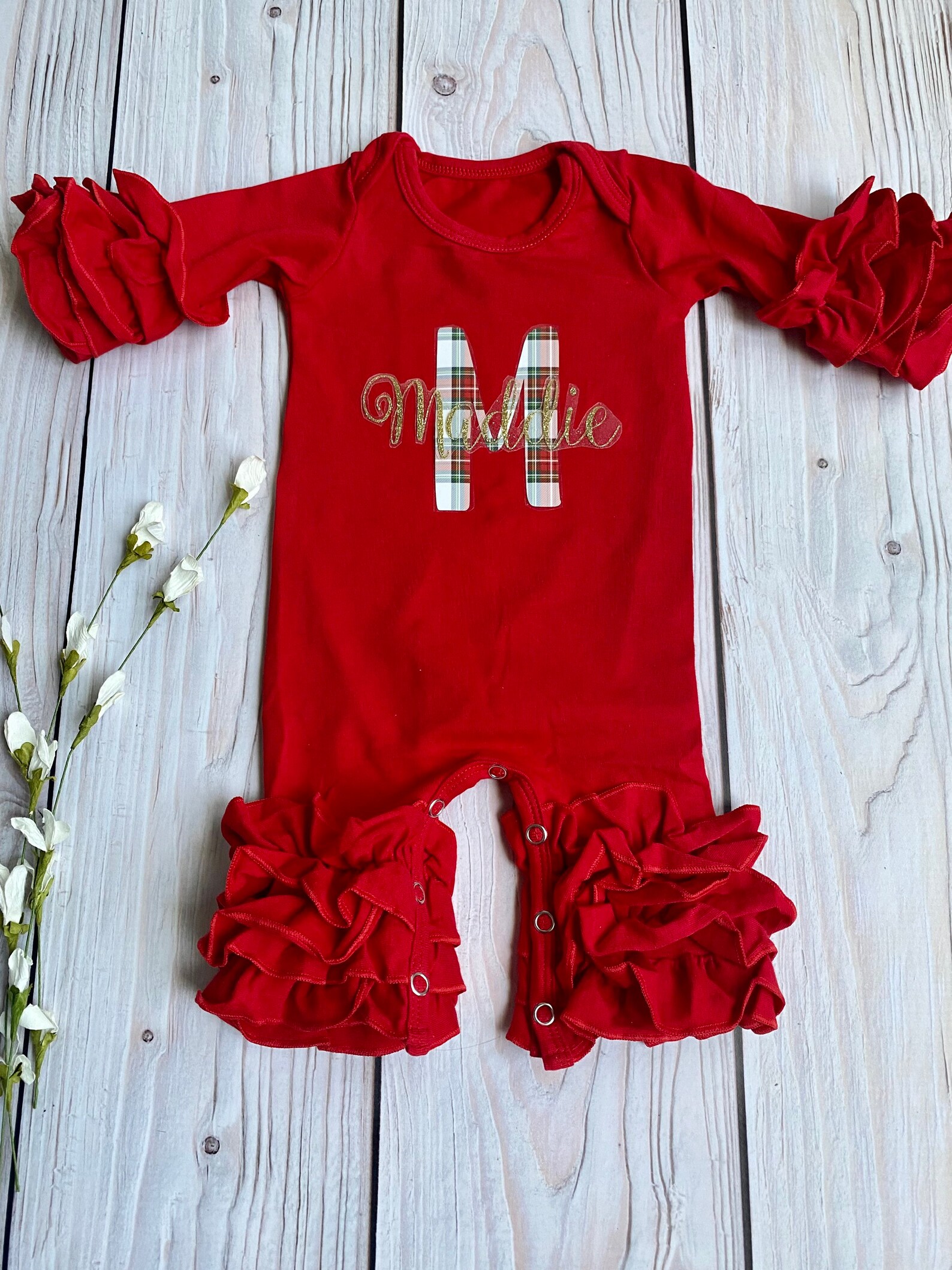 Baby Girl Christmas Romper Personalized Christmas Romper Etsy