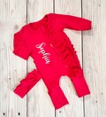 Baby girl coming home outfit, pink zipper footies, Valentine’s Day outfit, newborn girl