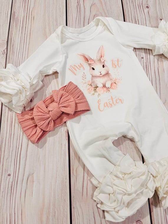 My first Easter outfit, Cute Bunny romper, spring clothing, coming home outfit, newborn clothing