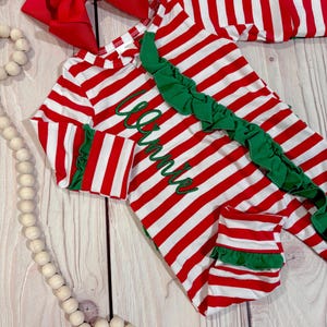 Baby girl Christmas outfit, coming home Christmas footies, my first Christmas, personalized romper