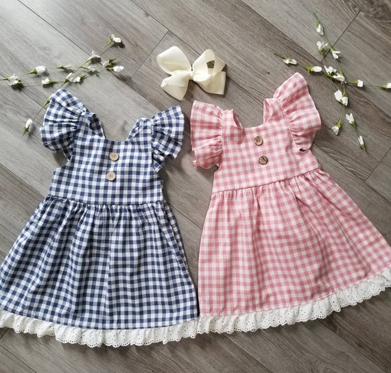 girls pink gingham dress