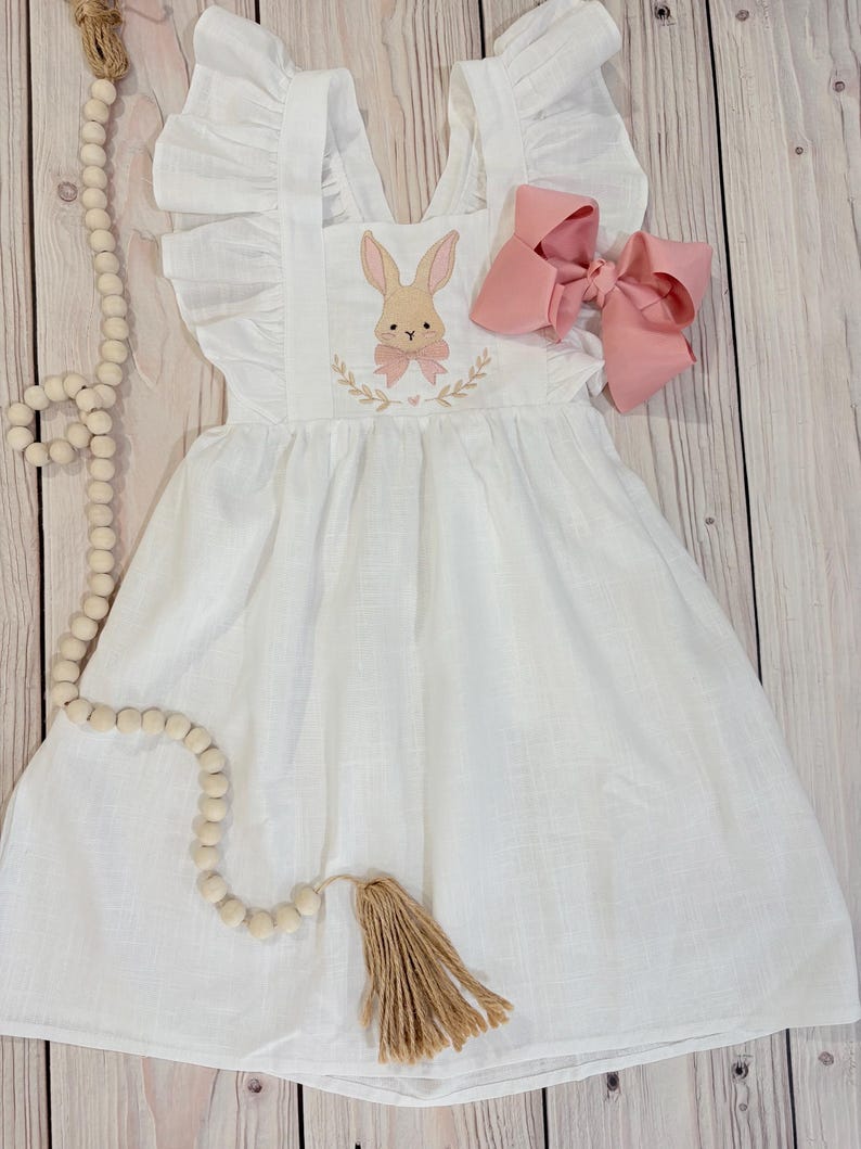Embroidered Bunny Easter Dress for Girls – Spring Rabbit Dress, Easter ...