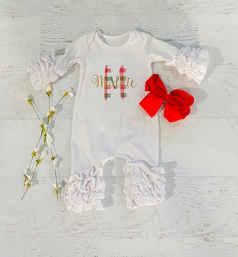 Girls Pink Doggy Christmas Romper by Three Sisters main image 1