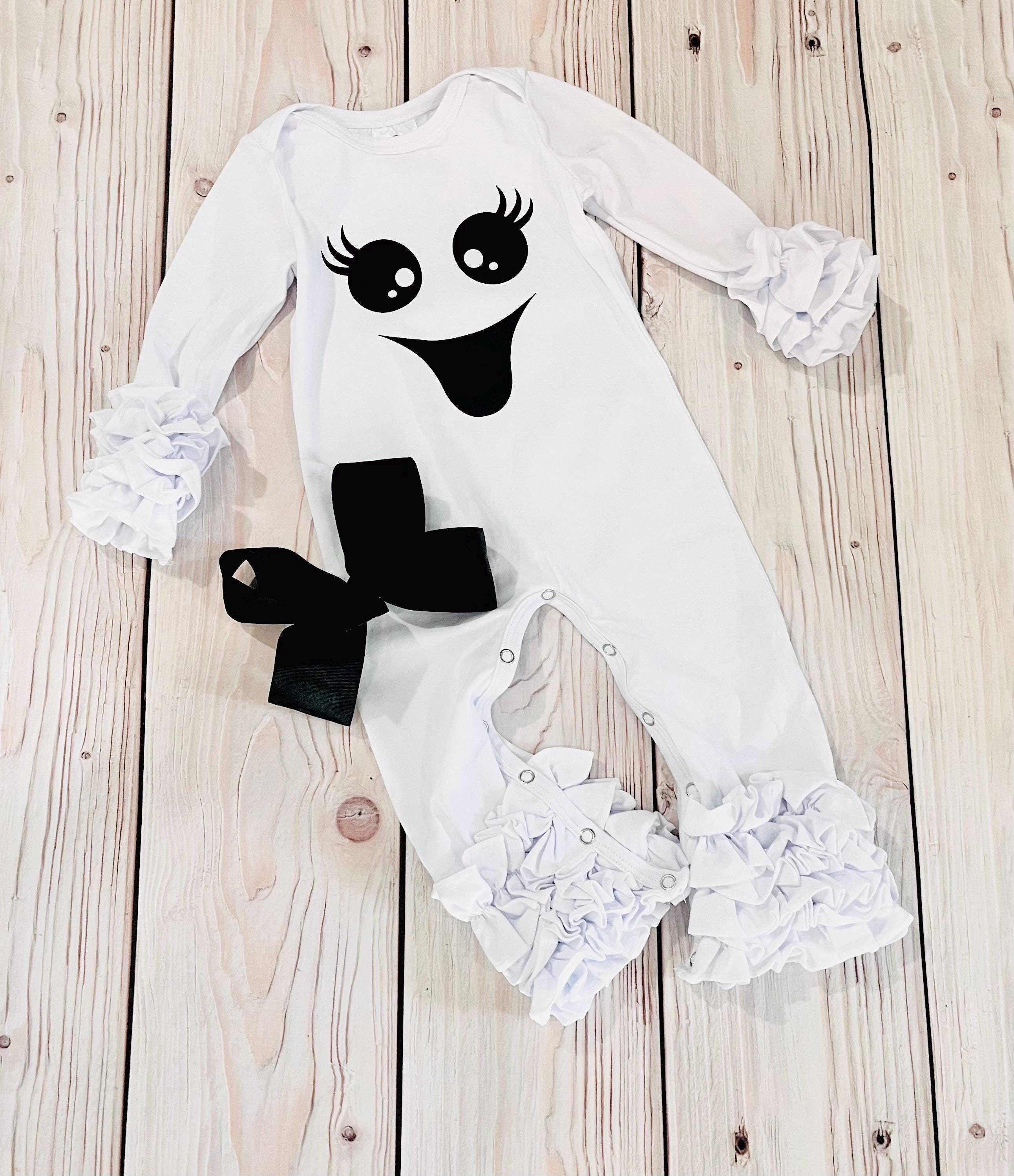 baby girl ghost romper, ghost costume, cute girl ghost outfit, long sleeve ghost costume