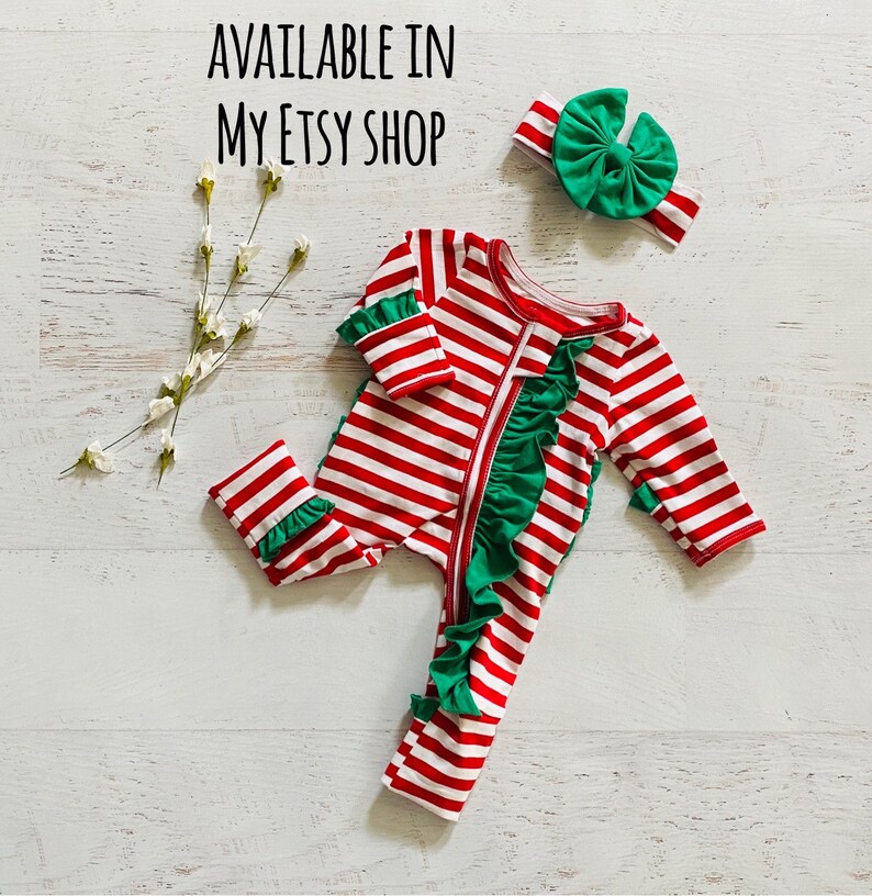 Baby Girl Christmas Romper Red Striped Christmas Romper Red Etsy