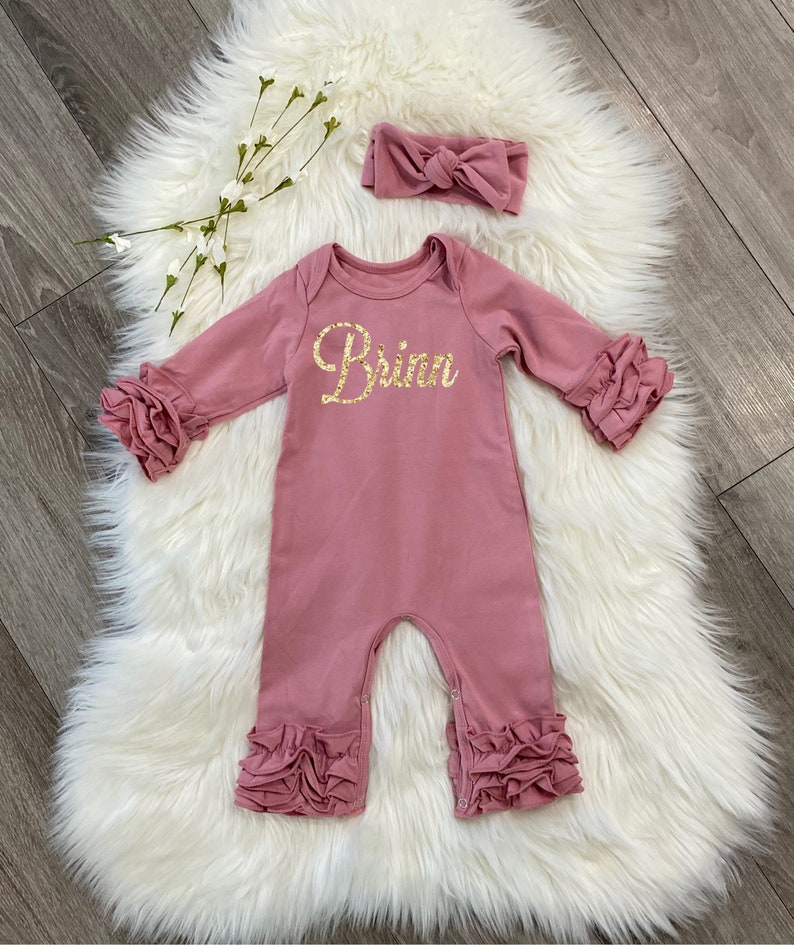 Dusty rose romper ruffled romper pink dusty rose romper Etsy