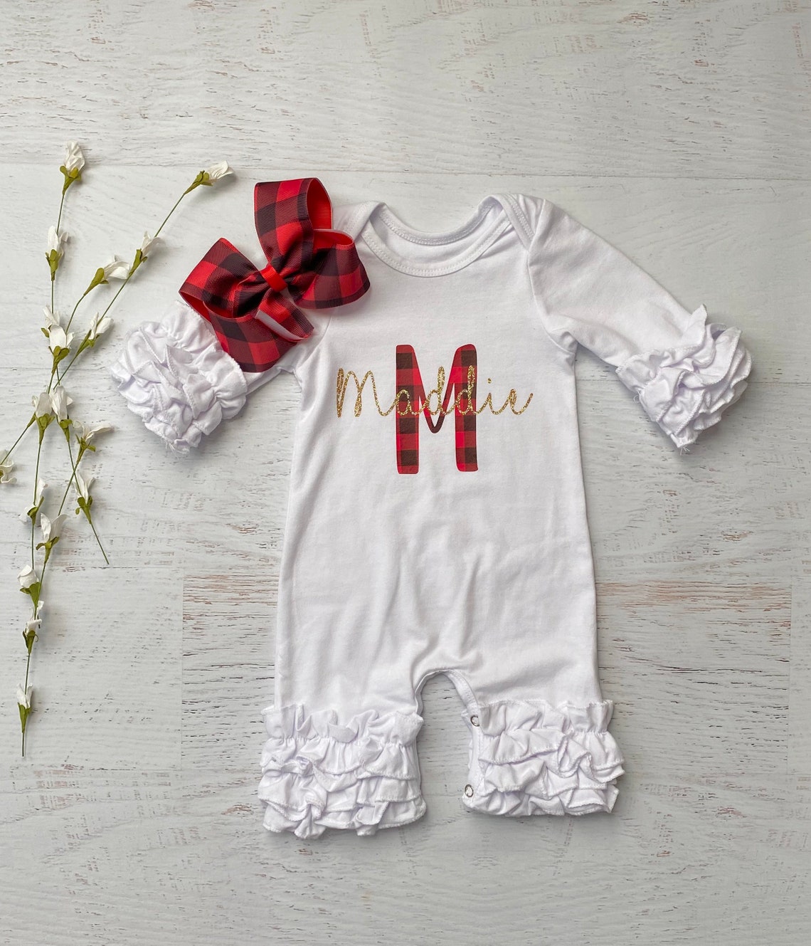 Baby girl Christmas romper Personalized Christmas romper Etsy