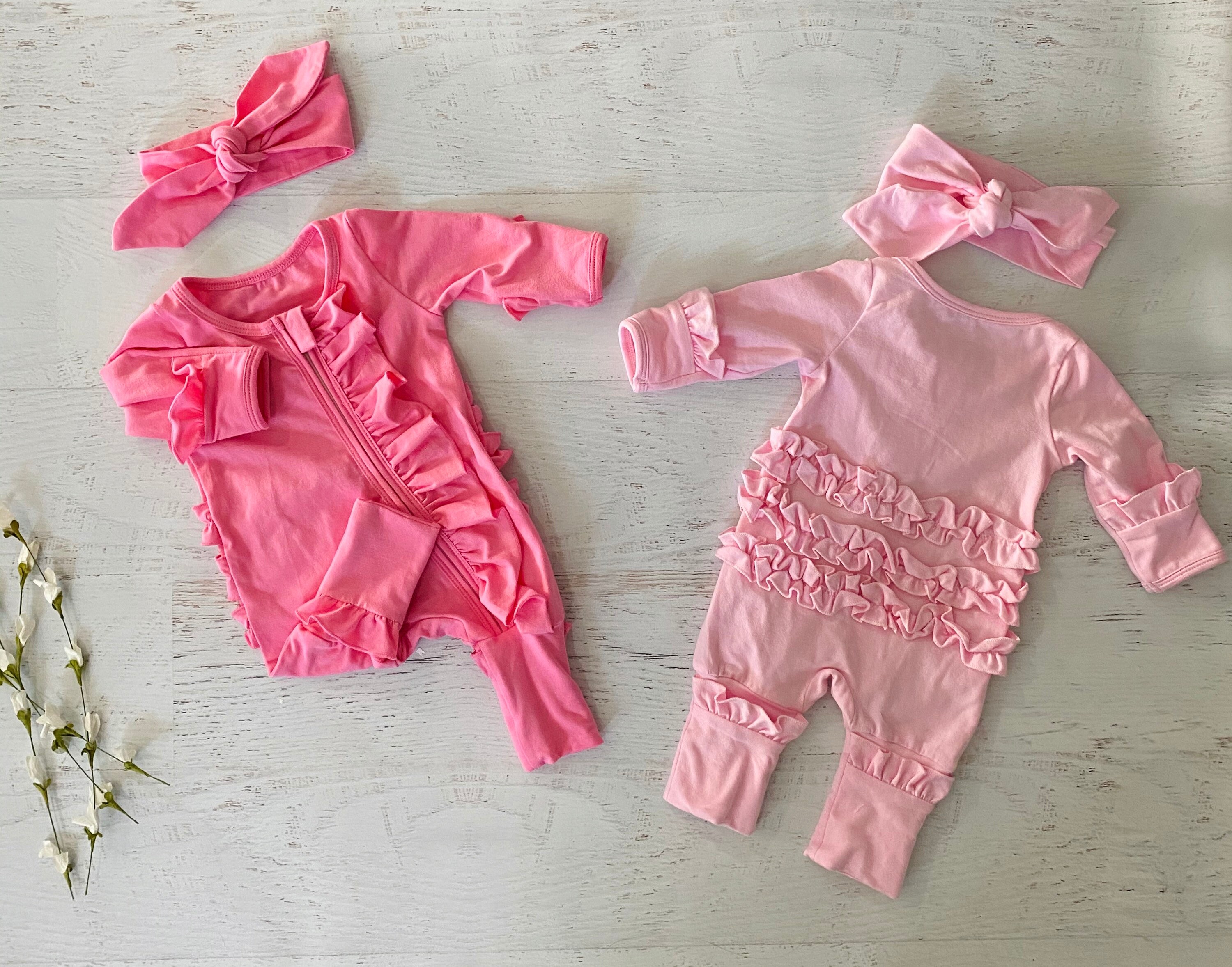 Emblem Embroidered Footie Set  Cream/Pink main image 0