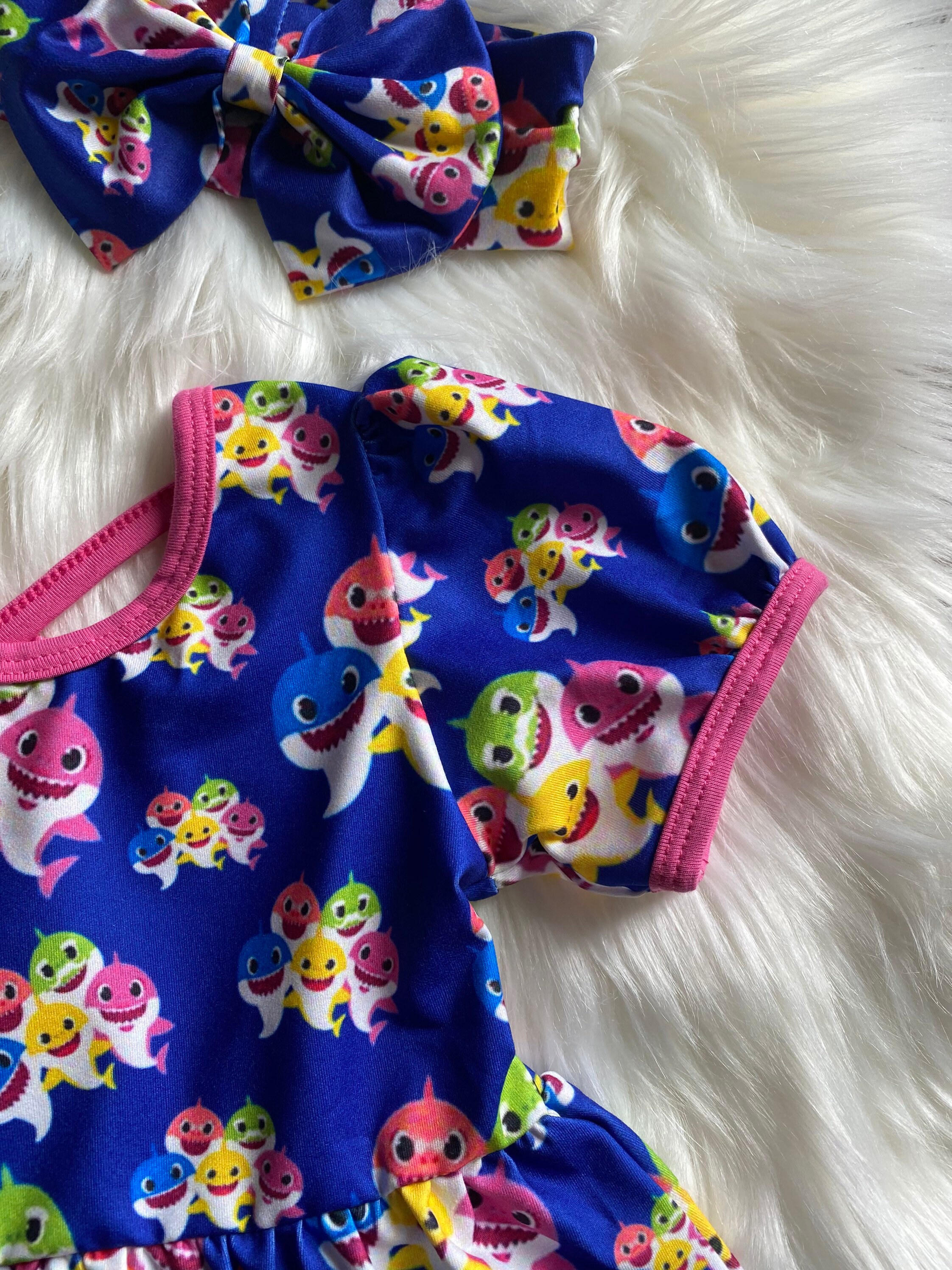 Short sleeve Baby shark twirl dress girls baby shark dress Etsy