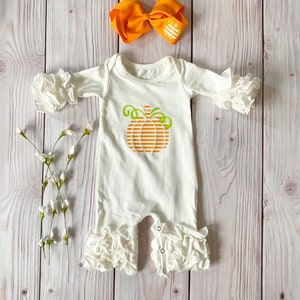 Baby girl Pumpkin romper, personalized Halloween outfit, fall girl clothing, Thanksgiving romper, baby girl gift