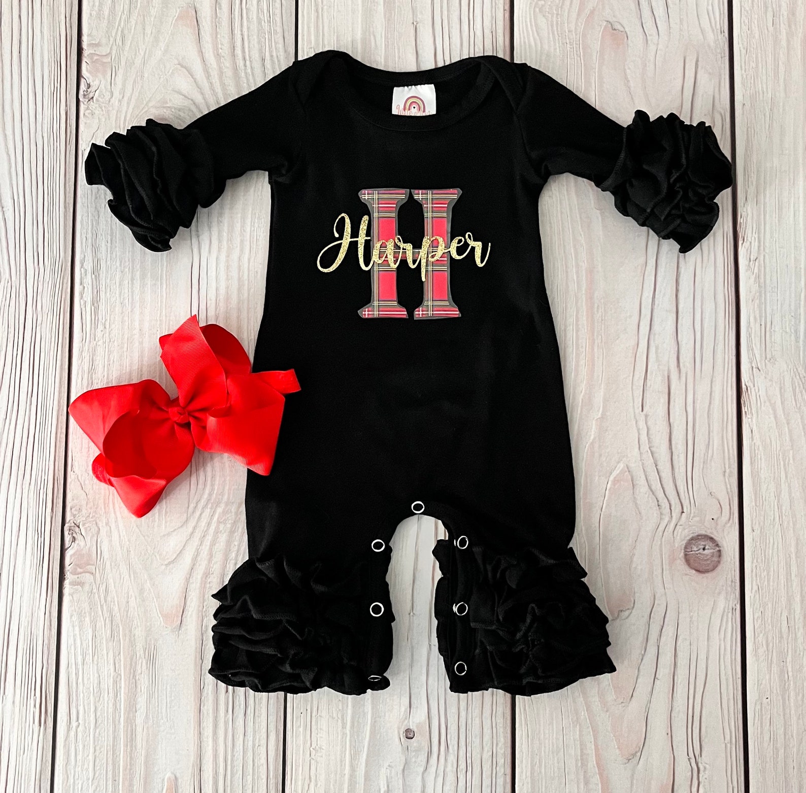 Baby Girl Christmas Romper Personalized Christmas Romper Etsy