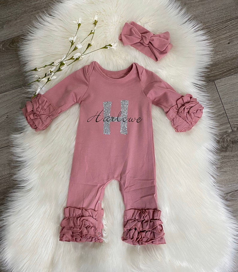 Dusty rose romper ruffled romper pink dusty rose romper Etsy