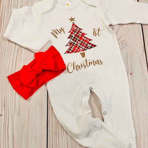 Baby Christmas romper, my first Christmas outfit, baby Christmas gift, holiday clothing, holiday outfit, Christmas tree