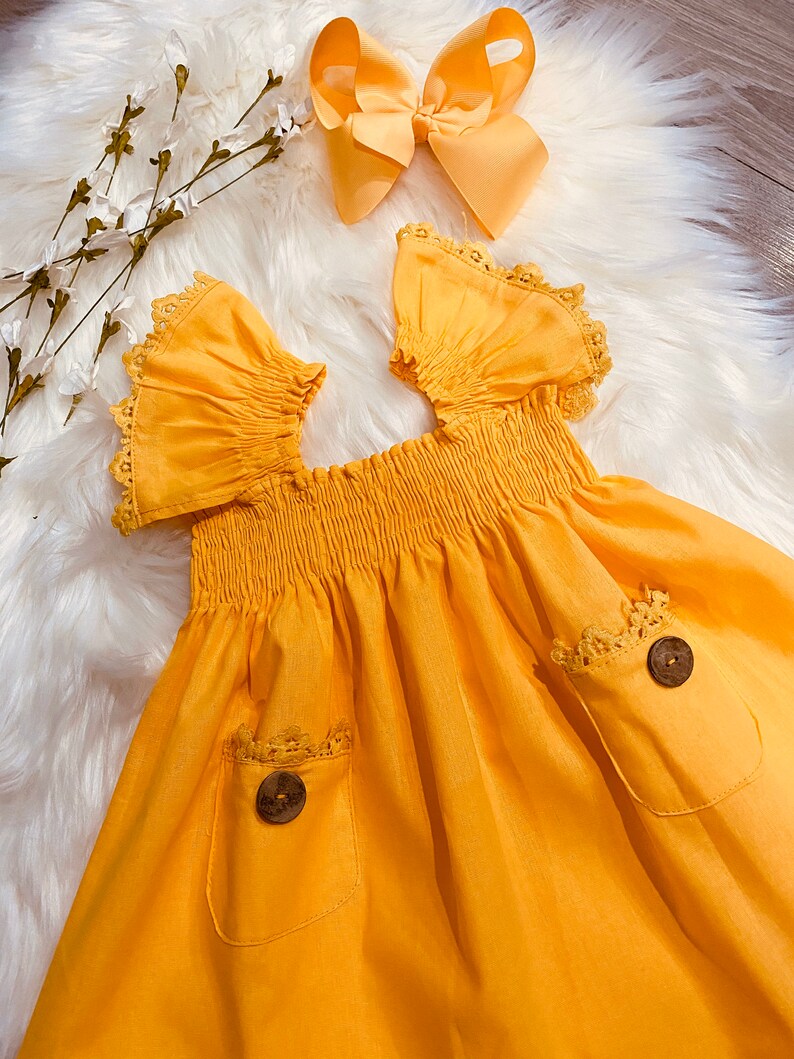 Girls Yellow Easter Dress Golden Yellow Spring Dress Flutter Etsy