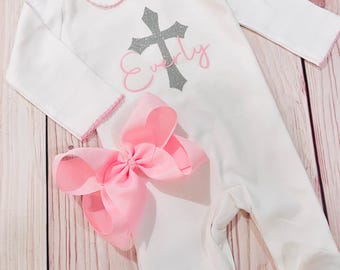 Baby girl christening outfit, personalized blessing outfit, baby baptism clothing, christening outfit