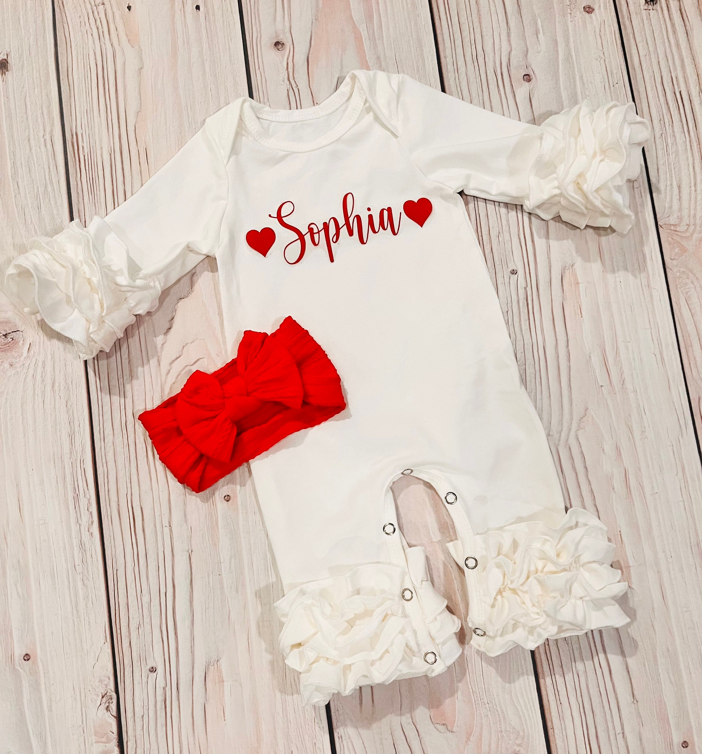 Baby Girl Valentines Romper, My First Valentines Outfit