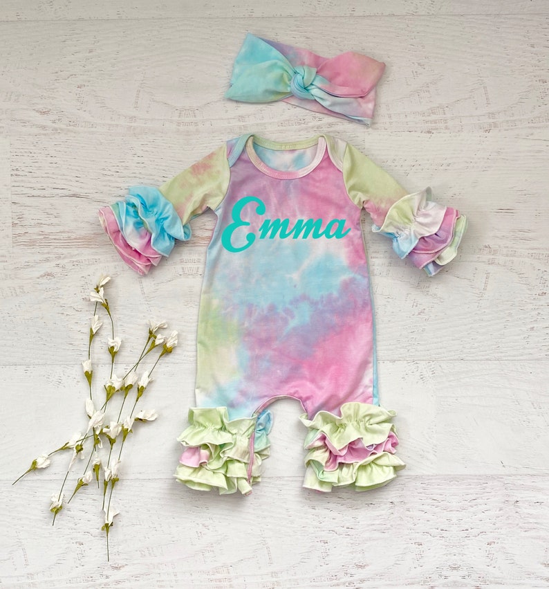 Baby Girl Tie Dye Romper Tie Dye Baby Outfit Take Home Etsy