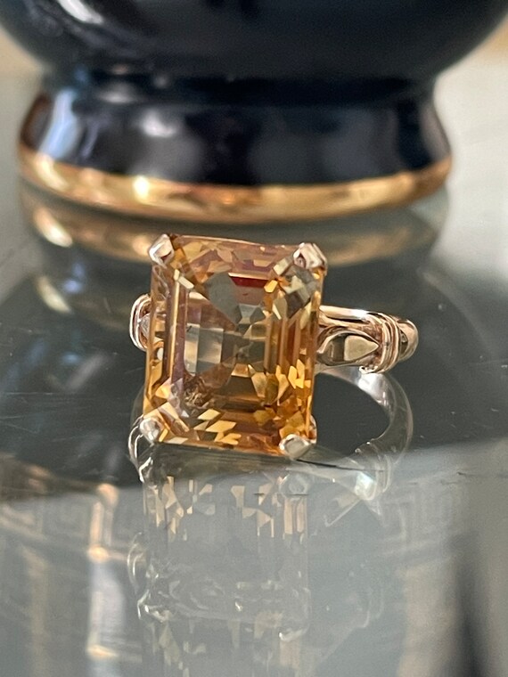 Art Deco 14K Citrine Ring - image 3