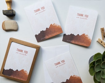 Thank You Card for outdoor, hiking, and adventure lovers! Grand Teton National Park. CAMEL BROWN.