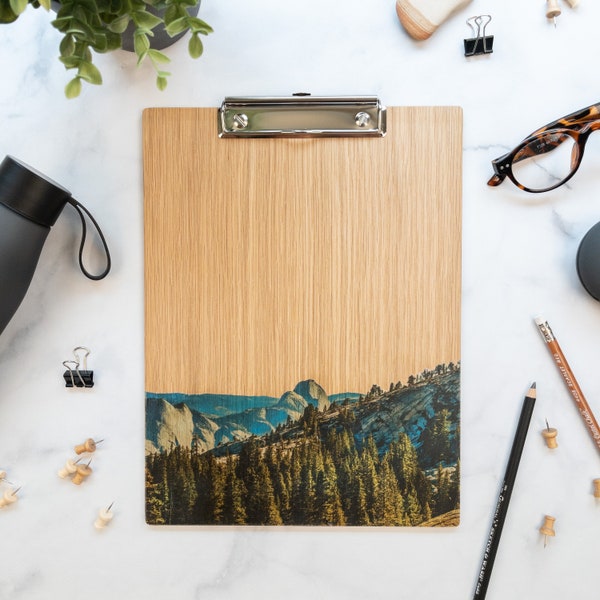 Wood Clipboard. Yosemite Half Dome, US National Park in California. Unique gift for outdoor, teachers and mountain lovers!