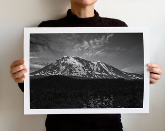 Mount Adams Wall Print in Black and White, Art Print No 9170, Gifford Pinchot National Forest Washington