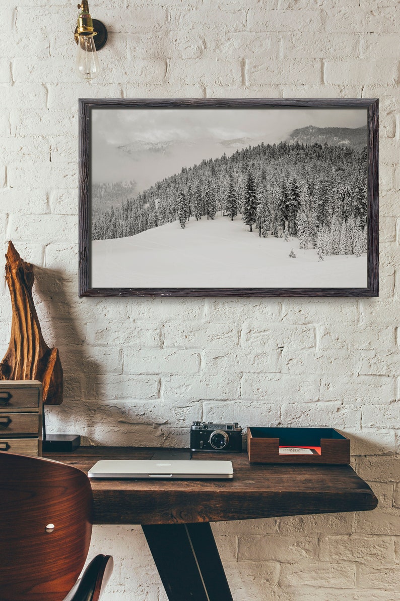 Art Print, Palisades Tahoe formerly Squaw Valley, Les Nostalgics Coll No 9844. Black and Cream Winter Art Print image 3