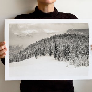 Art Print, Palisades Tahoe formerly Squaw Valley, Les Nostalgics Coll No 9844. Black and Cream Winter Art Print image 1