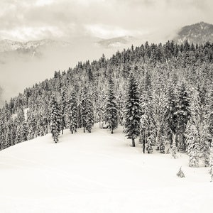 Art Print, Palisades Tahoe formerly Squaw Valley, Les Nostalgics Coll No 9844. Black and Cream Winter Art Print image 2