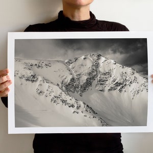 Snowbird Utah Landscape Art Print - Wall Home Decor - Wasatch Mountains Winter Scene. Black and White Coll 5707