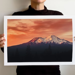 Mt Shasta California. Mountain wall home decor. The Pacific Northwest Coll Shasta 7570