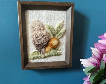 Mushroom, Carrot, Peapod Crewel Wall Art