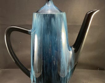 Blue Mountain Pottery Coffee or Tea Pot Blue and Black