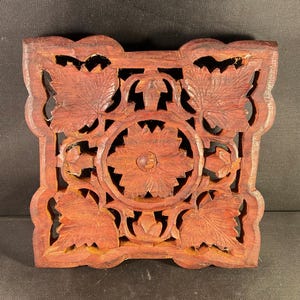 Vintage Shesham carved wood trivet or plant stand