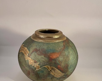 Jarrón de cerámica Raku firmado