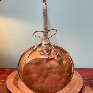 Antique French Copper and Iron Cooking Pan Hearth Open Fire