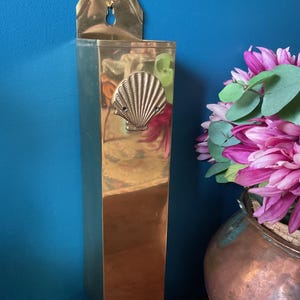 Vintage Brass with Shell Decor Large Matchstick Holder