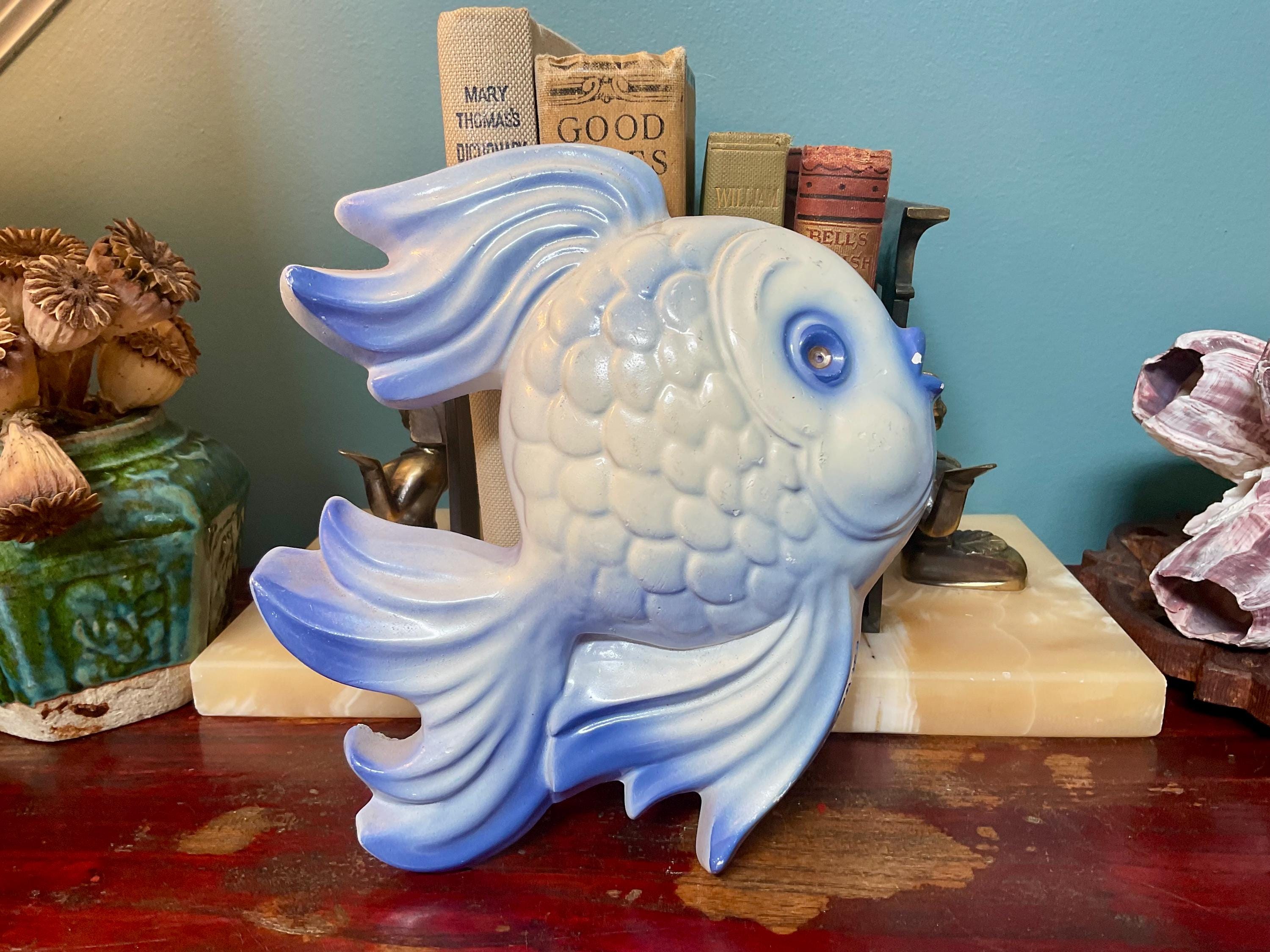 Blue Chalkware Fish - Etsy
