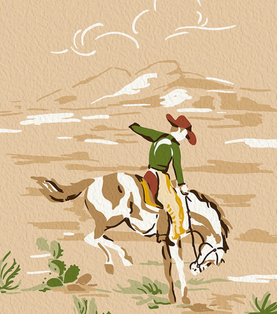 Yippee Ka Yeah 1950&rsquo;s Cowboy Wallpaper Boy&rsquo;s Room Wallpaper - Etsy