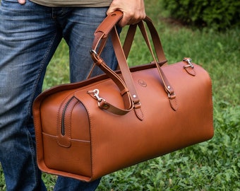 Leather Bag-Handmade bag-Messenger bag-Hand Sewn Leather bag-Brown bag-Vegetable Tanned-Weekender-Travel Bag