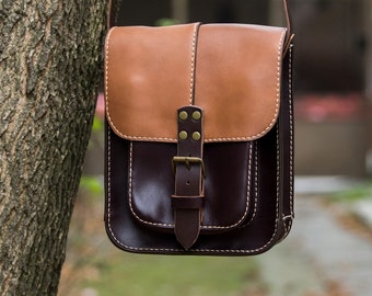 Men's Leather Bag, Men's satchel bag / Messenger bag for men / CAMEL & BROWN Leather Bag