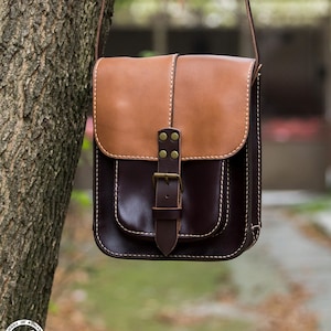 Sac en cuir pour homme, sac cartable pour homme / sac messager pour homme / sac en cuir CAMEL & BRUN