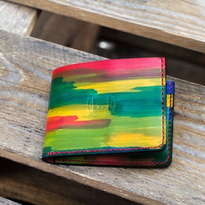 Custom Leather Wallet-Handmade Wallet-Hand Dyed Wallet-Personalized Wallet-Multicolor Wallet