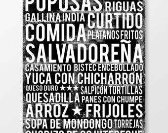 El Salvador Food Subway Art Print - El Salvador Food Poster - El Salvador Kitchen Wall Art - Food Poster - Food Art Print - DIGITAL DOWNLOAD